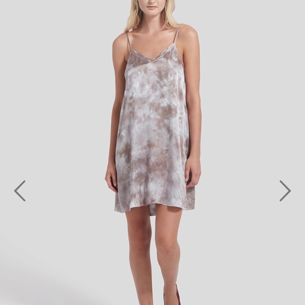 ATM Anthony Thomas Melillo 100% Silk Tie Dye Slip Mini Dress Mushroom Size S
